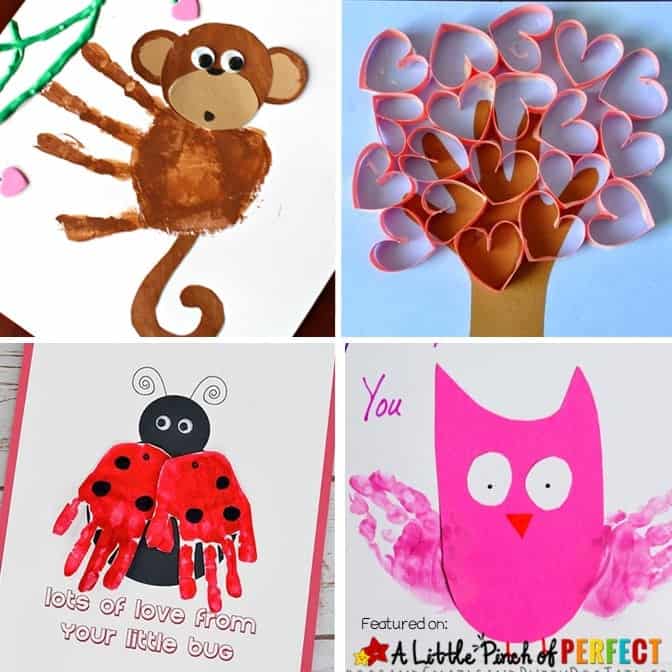 Make homemade Valentine's Day cards with kids with these adorable handprint craft ideas including an "I'm Stuck on You Cactus," a "You Make My Heart Flutter Butterfly," an "Owl Always Love You Owl," and more. (#valentinesdaycard #valentines #craft #kidscraft)