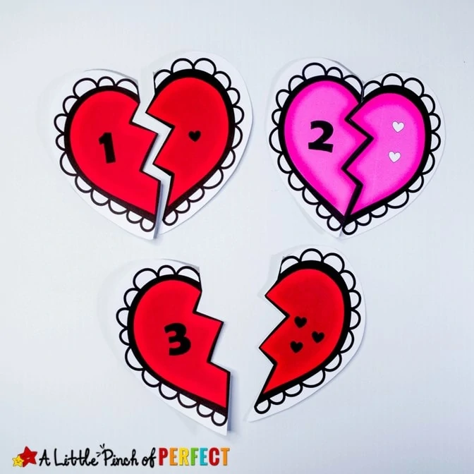 Valentine Heart Number Puzzles: Printable Math Activity