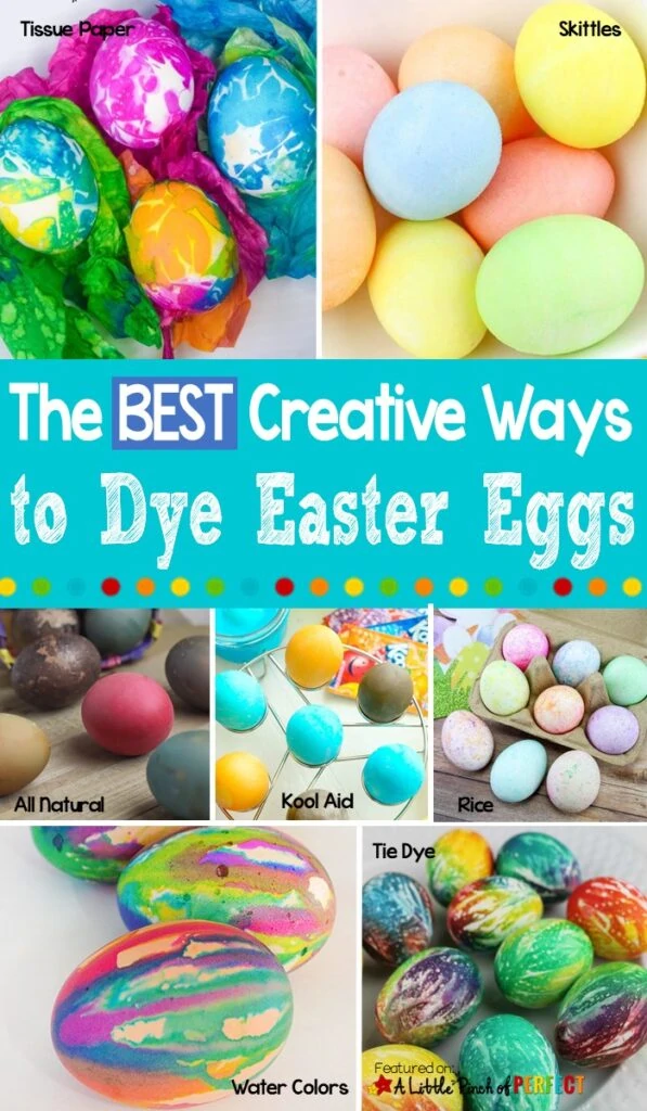 How to Dye Easter Eggs in creative and easy ways that are fun for kids and adults. #Easter #eastereggs #kidsactivity