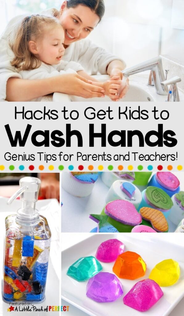 Keep sickness at bay with these genius hand washing hacks that will get kids excited to wash their hands while making sure germs get killed. (#parentingtips #parenting #hacks #washinghands)