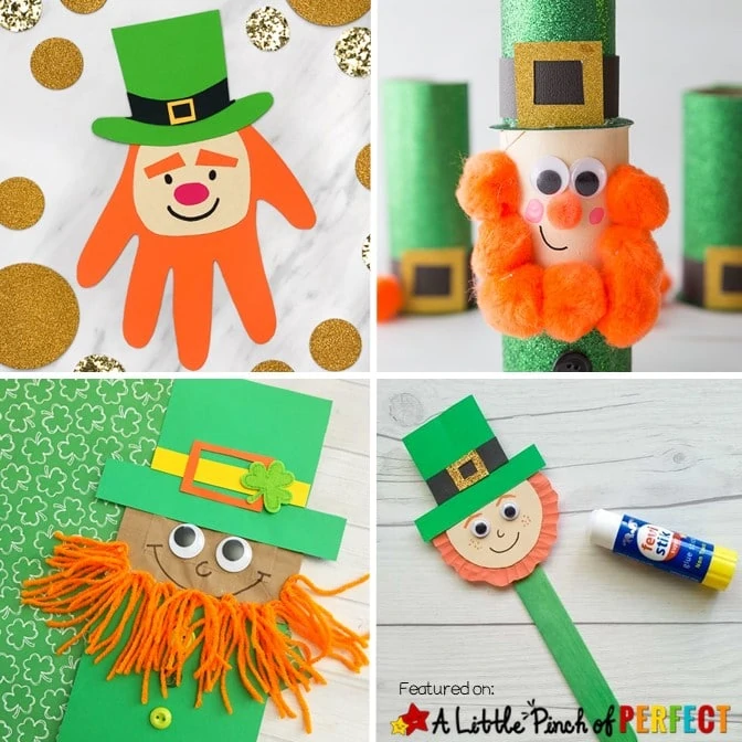 Have a fun St. Patrick's Day with this collection of Leprechaun crafts for kids to make. You will find all sorts of ideas including paper plate crafts, cardboard tube crafts, popsicle stick crafts, and paper crafts. #stpatricksday #craftsforkids #crafts #kidsactivities #toddleractivities #preschool