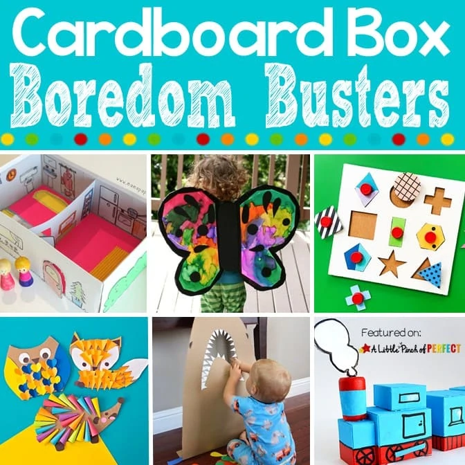 Clever Cardboard Box Boredom Buster Kids Activities: Entertain the kids with these 50+ cardboard box activities (#kidsactivity #crafts #boredombuster)