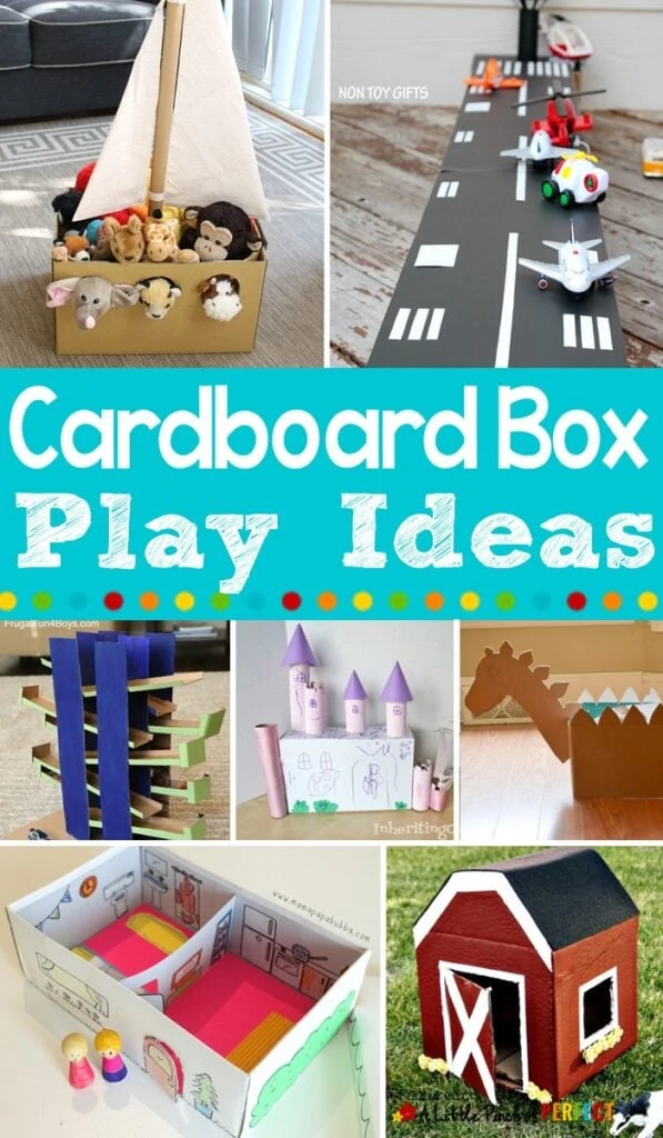 Clever Cardboard Box Boredom Buster Kids Play Activities: Entertain the kids with these 50+ cardboard box activities (#kidsactivity #crafts #boredombuster)