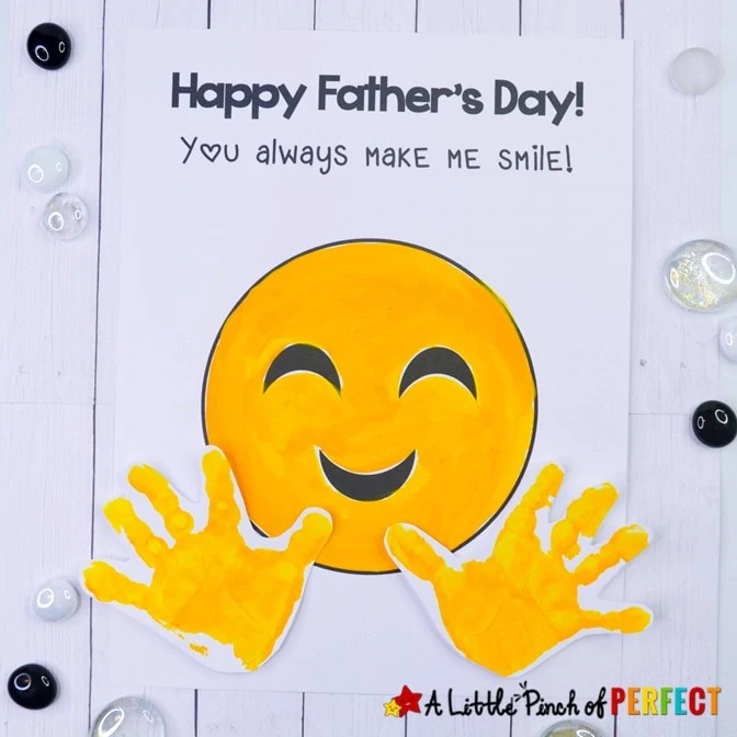 Hug Emoji Father’s Day Handprint Craft and Free Template