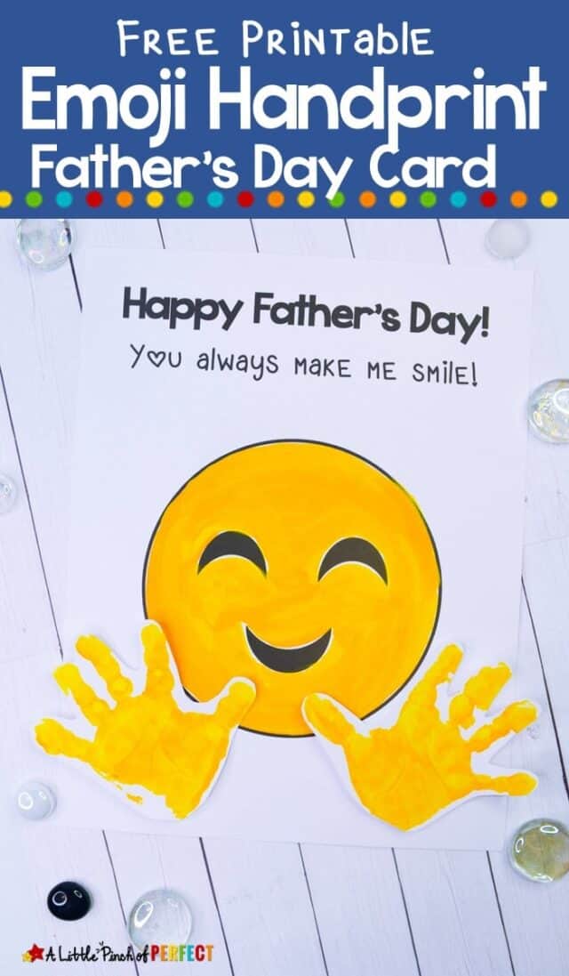 Hug Emoji Father's Day Handprint Craft and Free Template - A Little ...