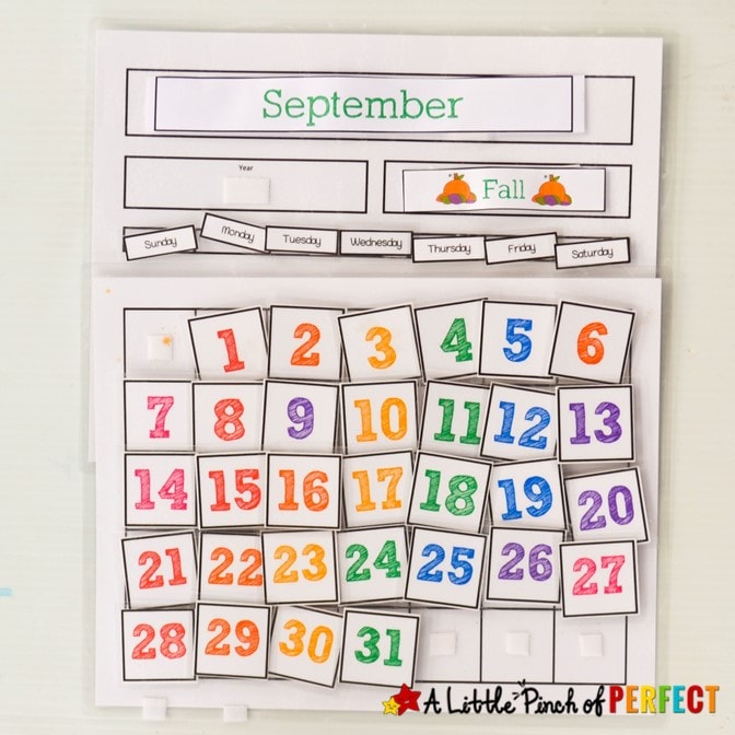 Montessori Perpetual Educational Calendar Hands on calendar Digital Download | Morning Board Homeschool Kids Calendar