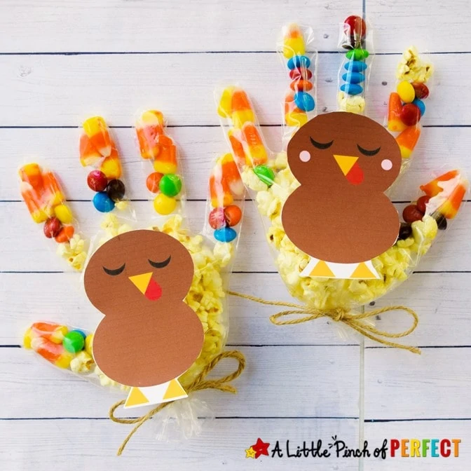 Turkey Craft with Glove: Thanksgiving Treat Bags for Kids with Free Template