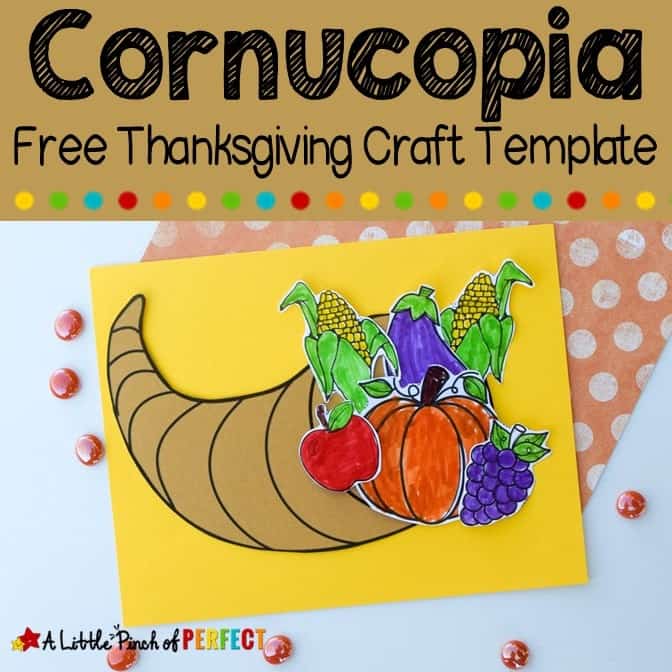 Kids can decorate their own cornucopia this Thanksgiving with our free craft template that comes in a craft style, writing activity, or coloring page version. #thanksgiving #kidscraft #kidsactivity #craft