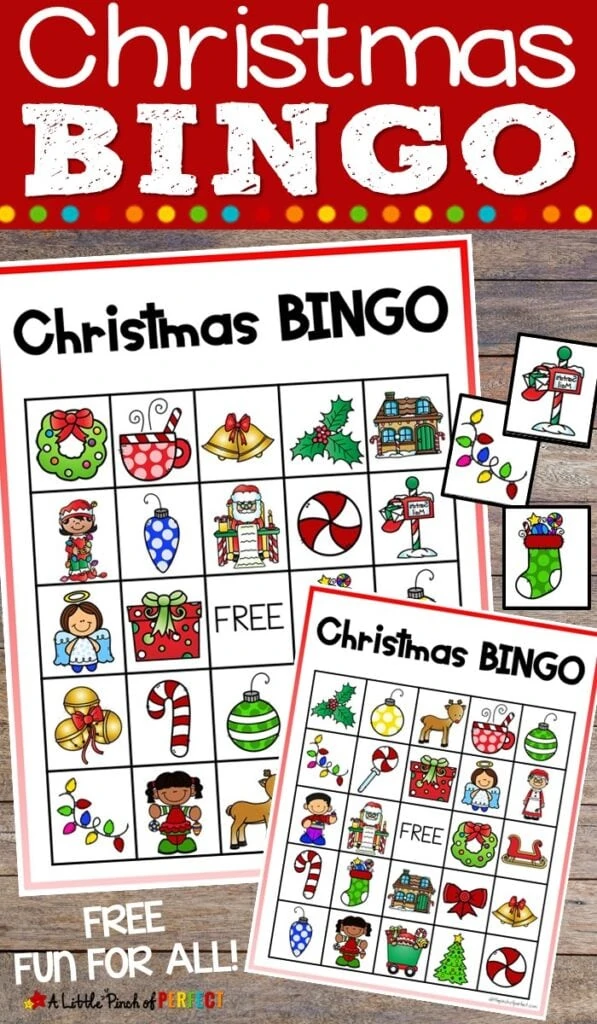 Christmas BINGO Free Printable Game for Family Fun: This game is fun for kids and adults to play together all Christmas season. (#bingo #Kidsactivity #Christmas #Familyfun)