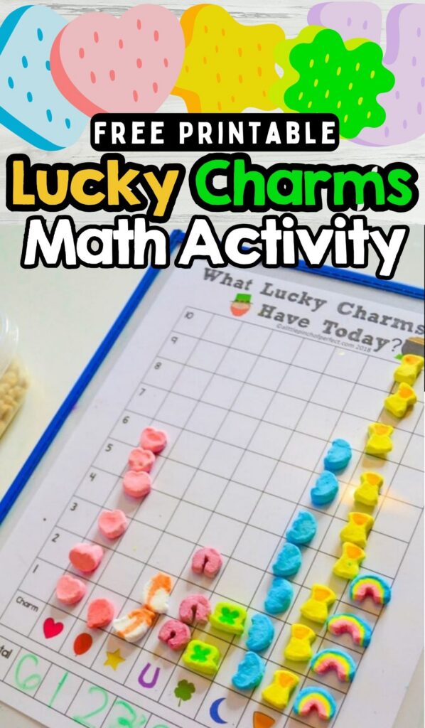 Make math fun with Lucky Charms cereal graphing! Kids sort, count, and graph cereal shapes using these easy printable graphs for St. Patrick&rsquo;s Day learning.