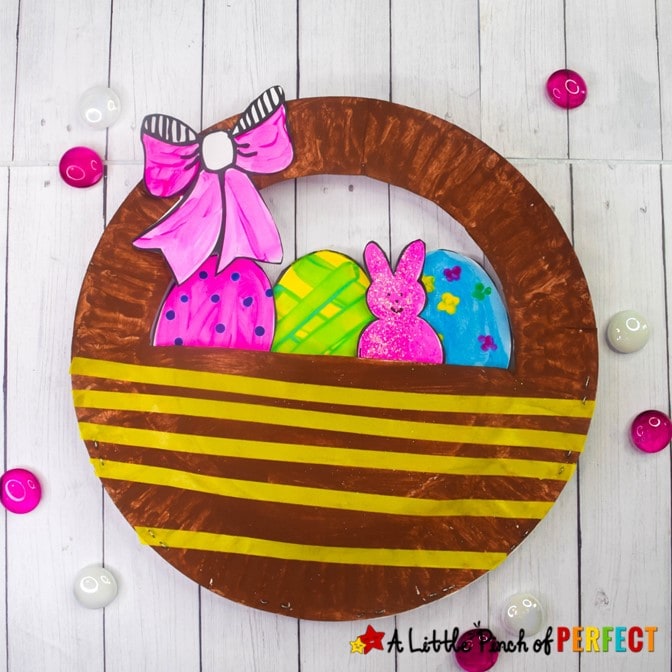 Easter Basket Paper Plate Craft for Kids and Free Template
