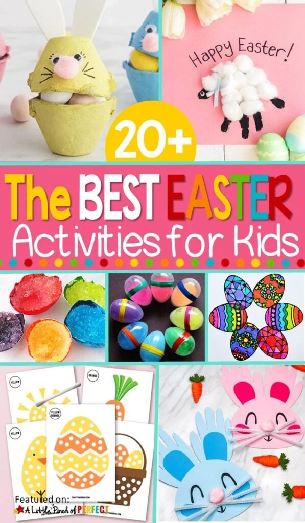 Your children are sure to have fun celebrating Easter with these adorable and super creative Easter Activities, Crafts, Printables, and Play Ideas. #Easter #kidsactivity