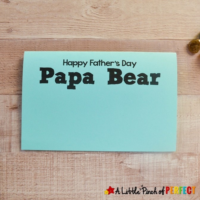 Children can make a cute Papa Bear handprint card with our free craft template and step-by-step directions for Father's Day. #fathersday #card #kidsactivity #kidscraft
