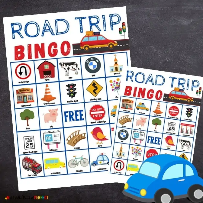 Make driving in the car fun for your kids and the whole family with this free printable Road Trip Bingo Game. Check out the directions for 2 ways to play and how to set up the game so you can play more than once. #kidsactivity #roadtrip #printable
