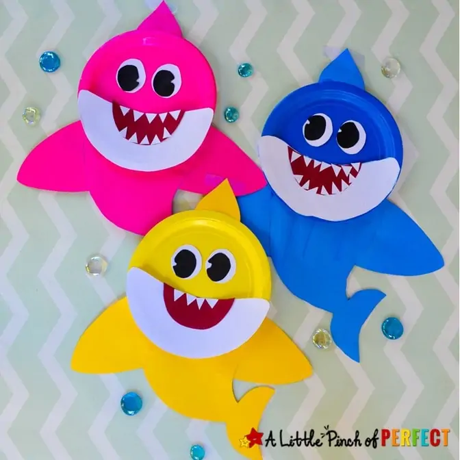 Baby Shark Paper Plate Kids Craft and Free Template