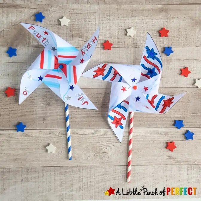 4th of July Pinwheel Kids Craft with Free Template