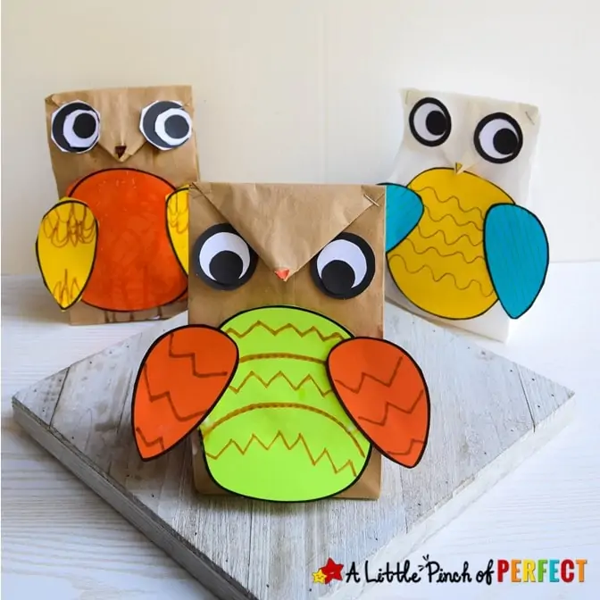 Owl Paper Bag Kids Craft Template