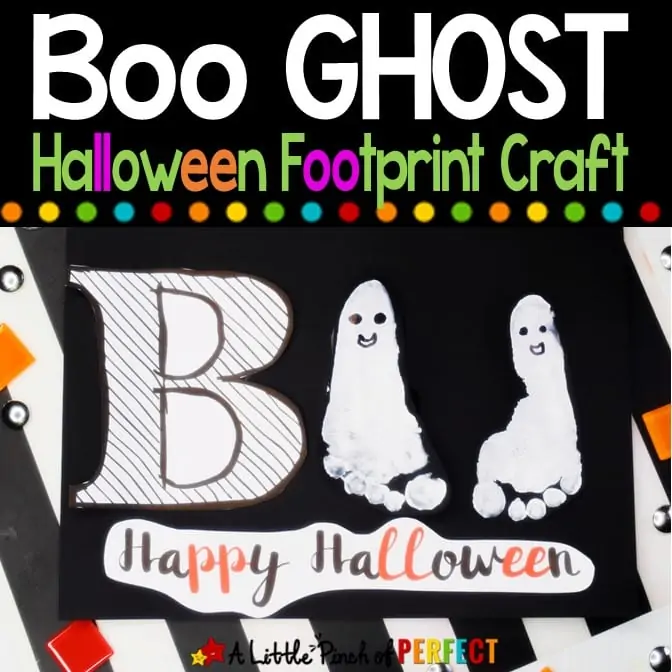 Boo Ghost Halloween Footprint Craft