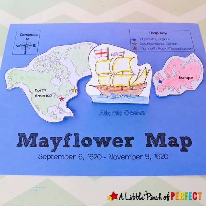 Mayflower Voyage Thanksgiving Map Activity for Kids