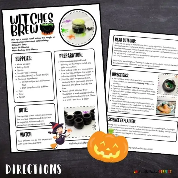 Witches Brew Halloween Experiment Directions Printable