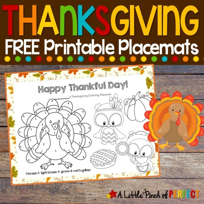 Free Printable Childrens Thanksgiving Placemats