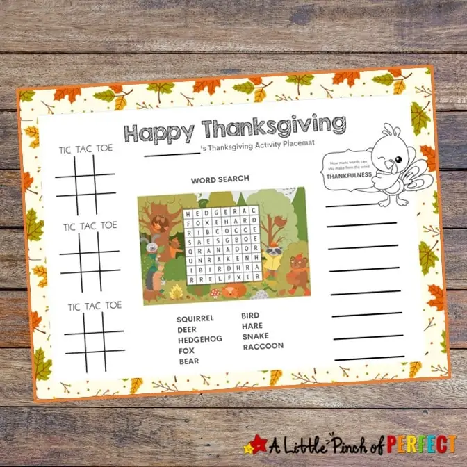 Printable Thanksgiving Placemats: Free Kids Activity for Dinnertime