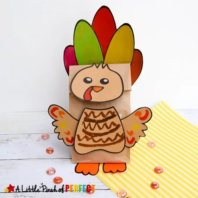 Paper Bag Turkey Craft and Template Kids Activity