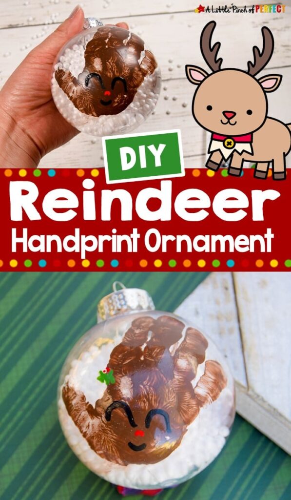 DIY Reindeer Handprint Christmas Ornament Directions and Video Tutorial for Kids 