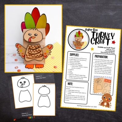Paper Bag Turkey Kids Craft and Template