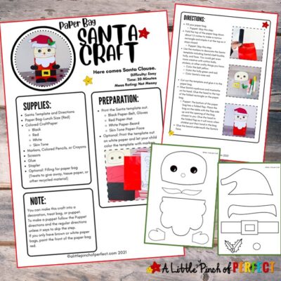 Paper Bag SANTA Kids Christmas Craft Template - A Little Pinch of Perfect