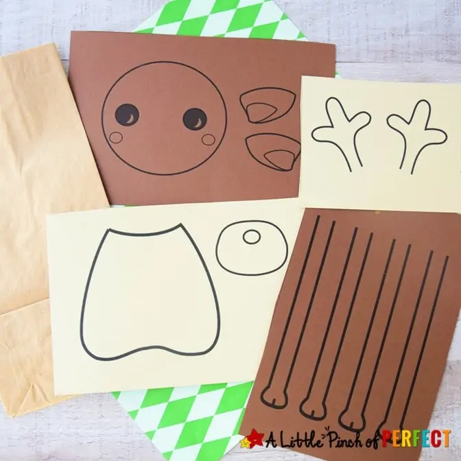 Reindeer Paper Bag Craft Template Christmas Kids Activity Template