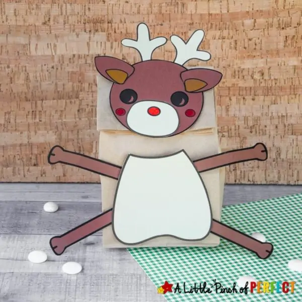 Reindeer Paper Bag Craft Template Christmas Kids Activity