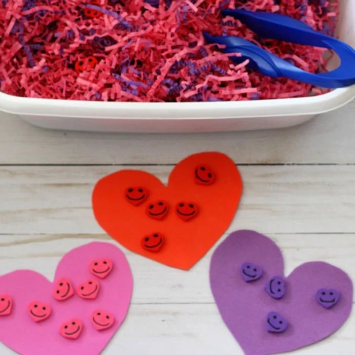 Colorful Hearts Sensory Bin - Preschool Inspirations