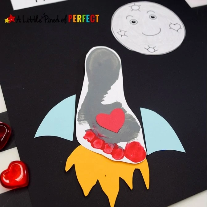 I Love You to the Moon and Back Footprint Rocket Craft and Template