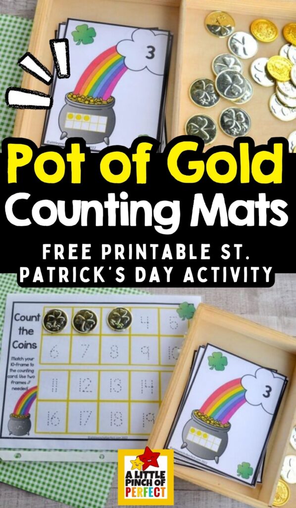 Pot of Gold 10-Frame Math Activity – Free St. Patrick’s Day Printable Counting Mats for Preschool and Kindergarten