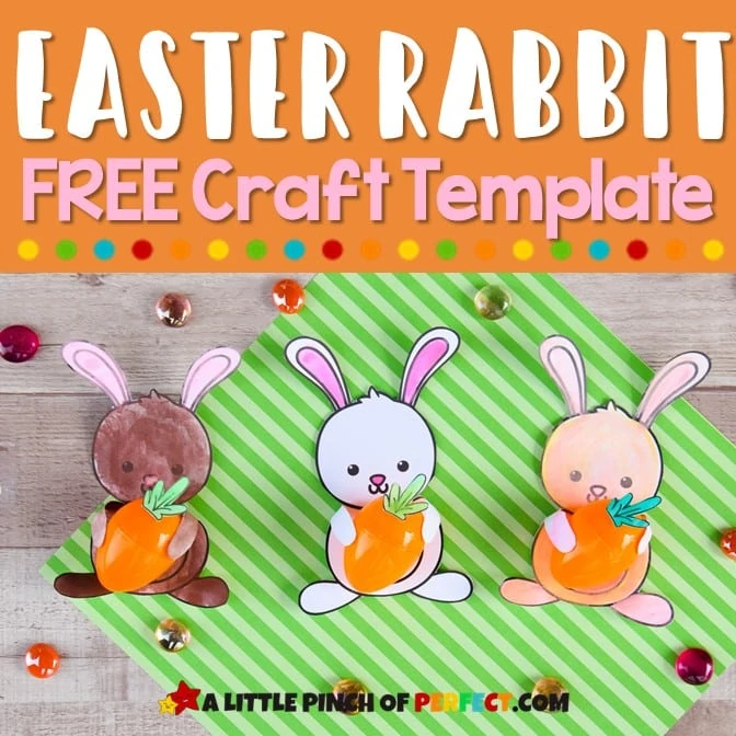 Easter Bunny Craft with FREE template to make an Easter Rabbit holding an egg. #easter #craft #kidsactivity