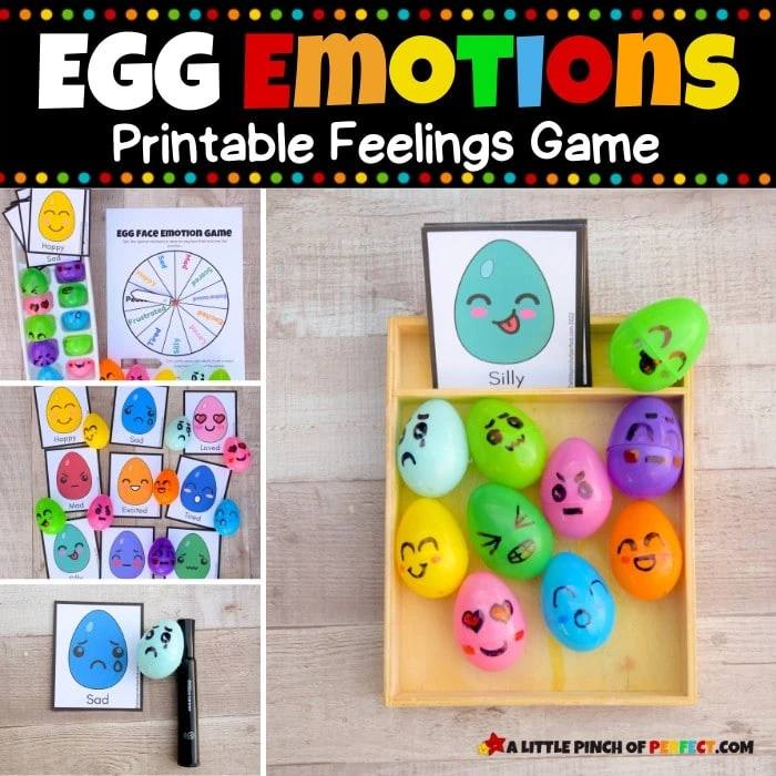 Egg Emotions Printable Feelings Kids Activity #preschool #socialemotional #eastereggs #homeschool