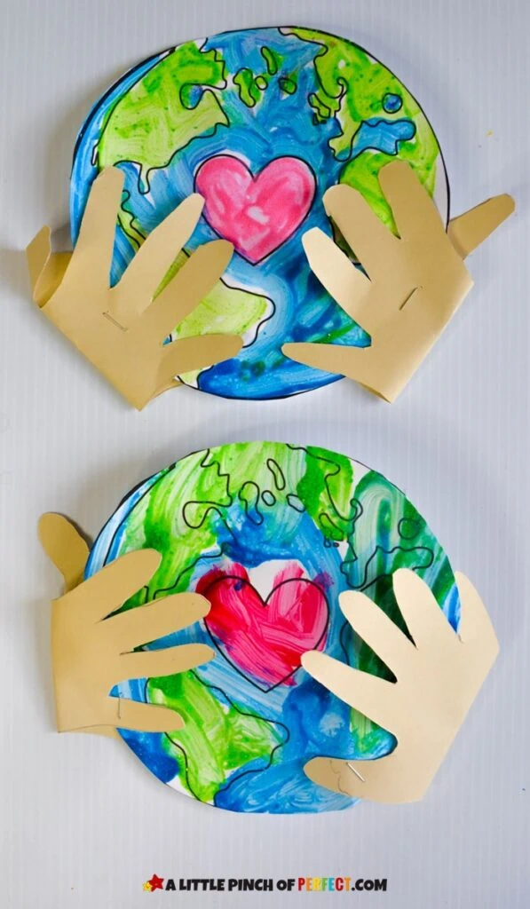 Handprint Earth in Hand Earth Day Craft and Free Template
