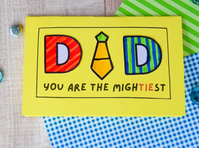 Father's Day Tie Card: Free Printable DIY card for Kids to make Dad. #fathersday #craft #kidscraft #card