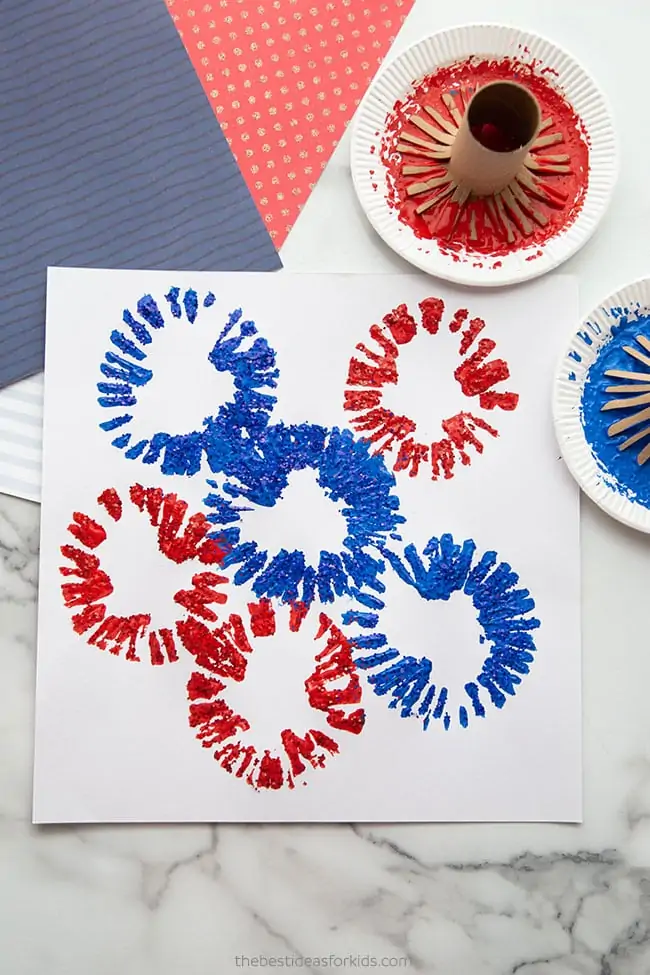 Toilet Paper Roll Firework Painting Craft for Kids