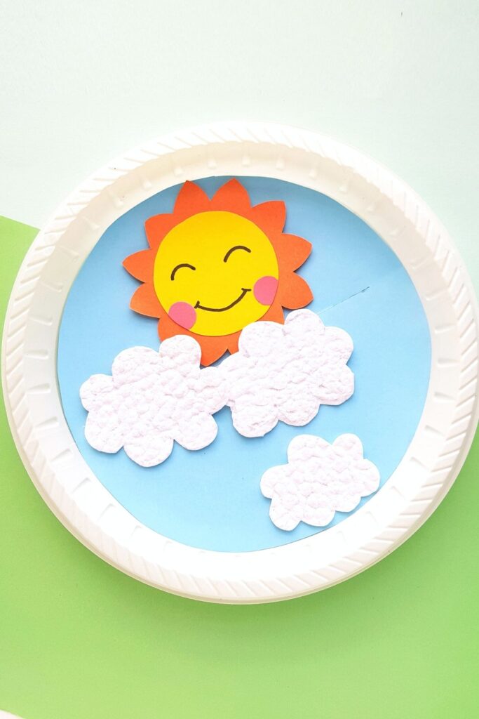 Cute Paper Plate Sun and Clouds Craft for Kids