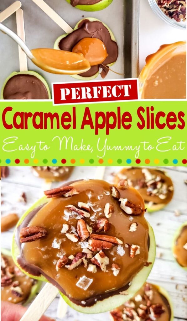 Caramel Apple Slices Recipe that's EASY to make and YUMMY to Eat a sweet a savory treat. #caramelapple #foodforkids