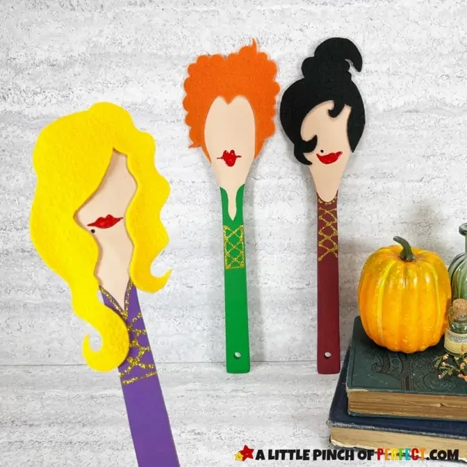 DIY Halloween Hocus Pocus Craft: Sanderson Sisters tutorial and template for kids and adults #halloweencraft #hocuspocus