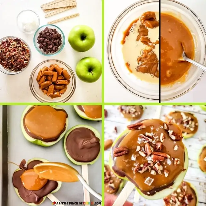 Caramel Apple Slices Recipe that's EASY to make and YUMMY to Eat a sweet a savory treat. #caramelapple #foodforkids
