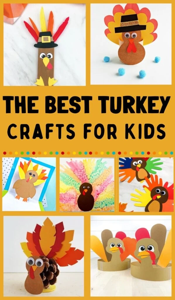 Cute and Creative Turkey Crafts for Kids to Make including handprints, feathers, pinecones, headbands, and more creative ideas. #thanksgivingcrafts #kidscraft #kidsactivity