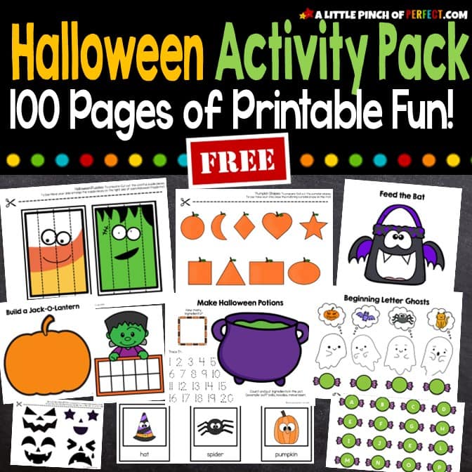 Halloween Printable Activities FREE Busy Book or Worksheets for toddlers, preschoolers and kindergartners.