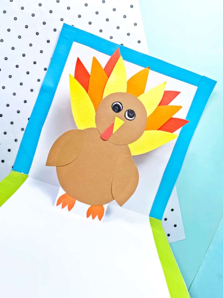 Pop Up Turkey Card Thanksgiving Craft and more ideas for kids to make this Thanksgiving.  #thanksgivingcraft #kidscraft #kidsactivity