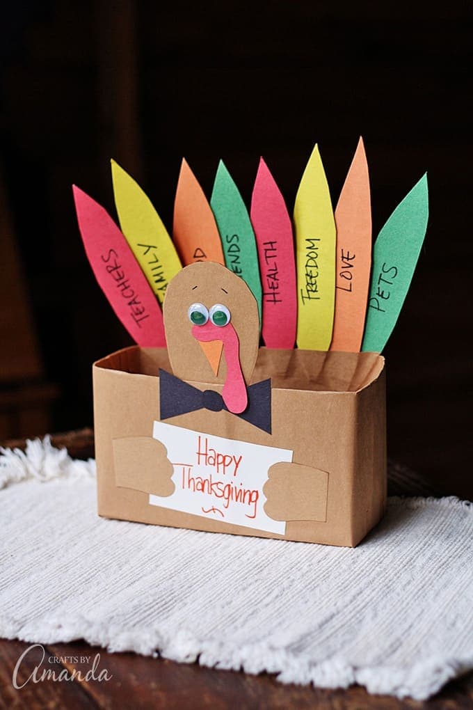 Cereal Box Turkey Craft and more ideas for kids to make this Thanksgiving.  #thanksgivingcraft #kidscraft #kidsactivity
