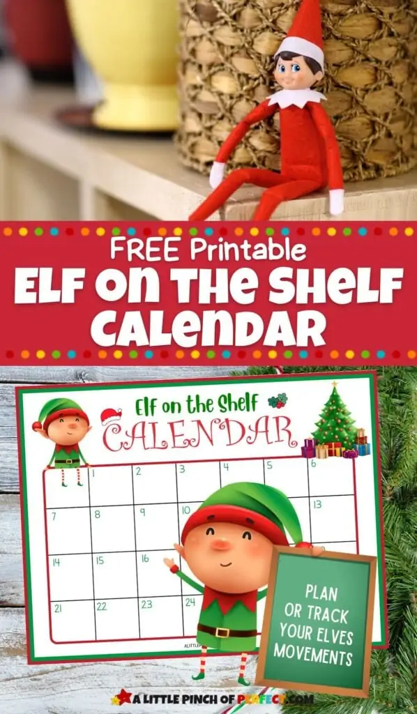 Elf on the Shelf CALENDAR: Free Printable for Christmas