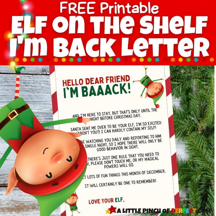 Elf on the Shelf I'M BACK LETTER: Free Printable for Christmas